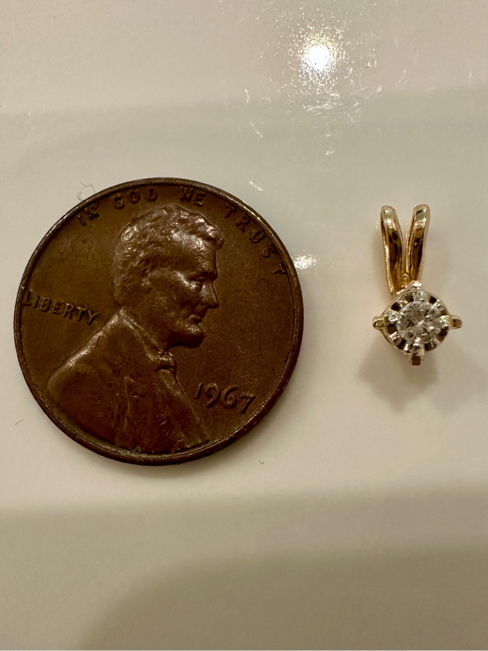 14k solitaire diamond charm